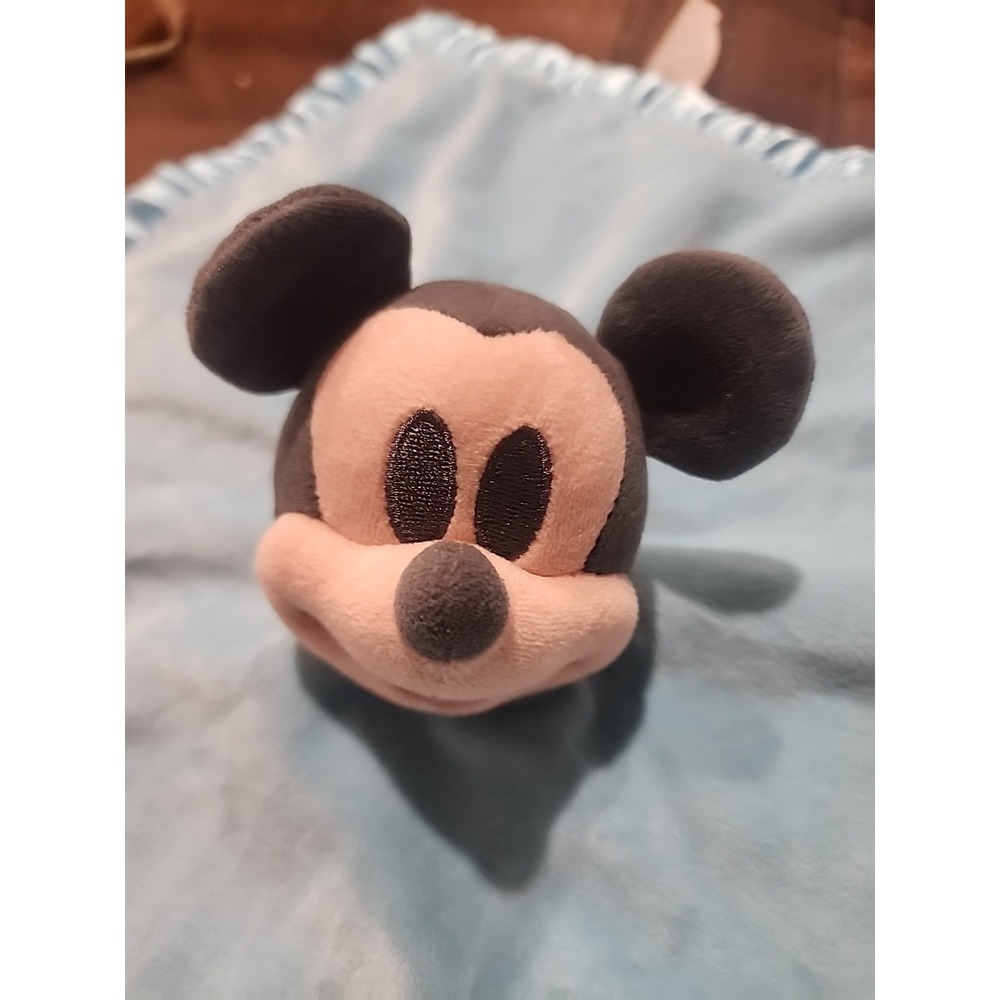 Disney MICKEY MOUSE Baby Lovey Security Blanket Blankee Blue Plush‎ Soft 15"